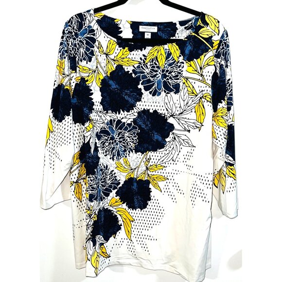 Charter Club Floral Print Womens 3X Blouse 3/4 Sleeve Polyester & Spandex - Picture 1 of 2